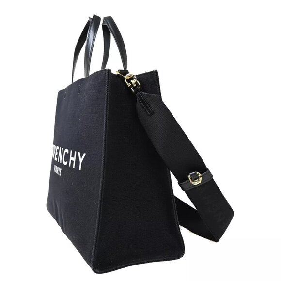 GIVENCHY G Logo 2Way Shoulder Hand Tote Bag Canvas Leather Black Italy 97FA497 - Picture 2 of 15